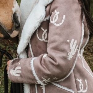 Brown Suede Jacket with White Accents